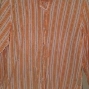 AEO button down womens striped orange Vintage